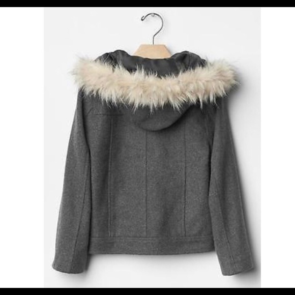 GAP Kids Toddler Wool Toggle Coat Hooded Gray Girls Size 4-5 - Picture 3 of 14